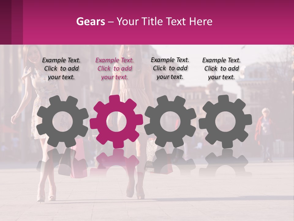 Two Women Walking Down A Street Holding Shopping Bags PowerPoint Template