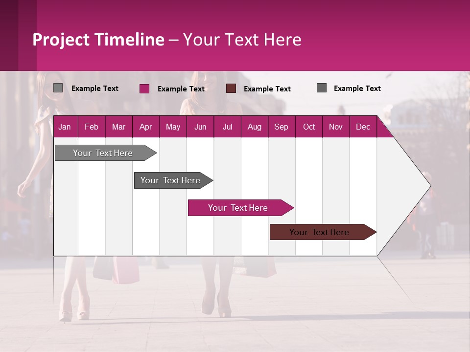 Two Women Walking Down A Street Holding Shopping Bags PowerPoint Template