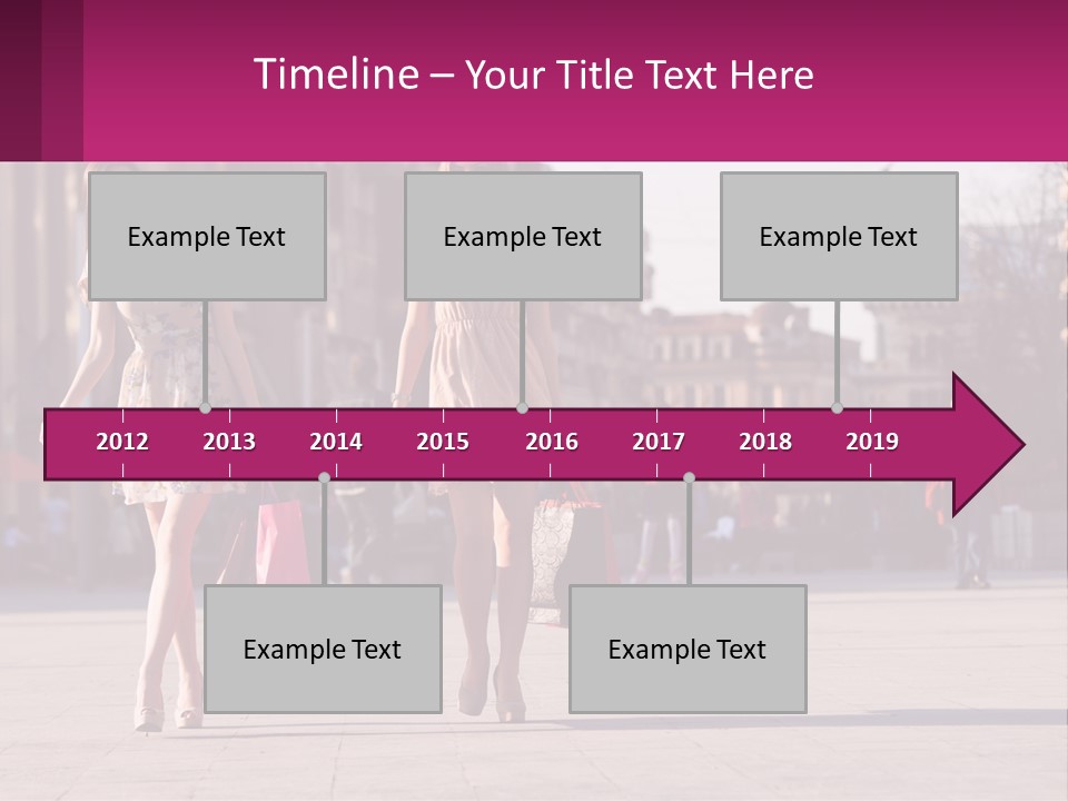 Two Women Walking Down A Street Holding Shopping Bags PowerPoint Template