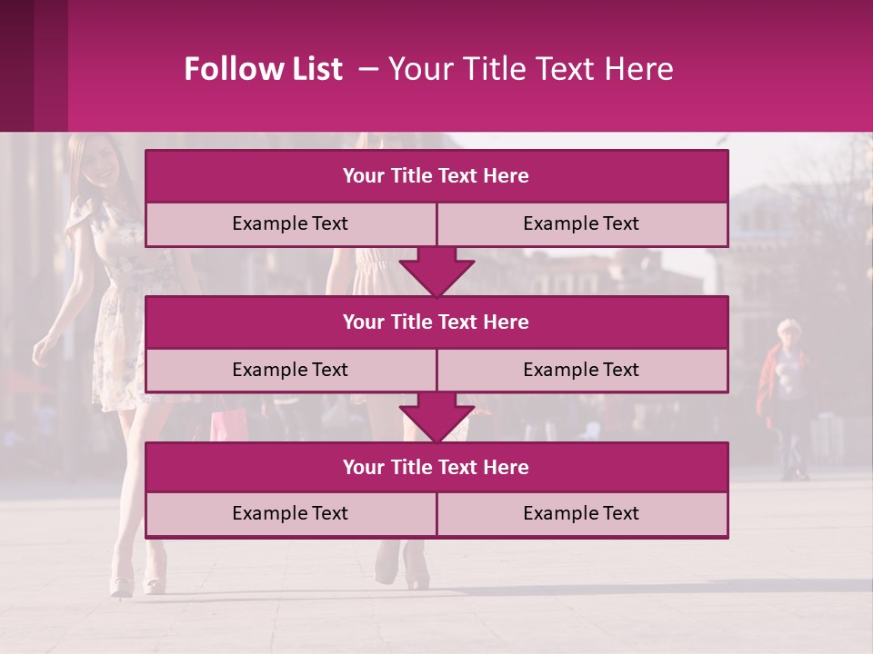 Two Women Walking Down A Street Holding Shopping Bags PowerPoint Template