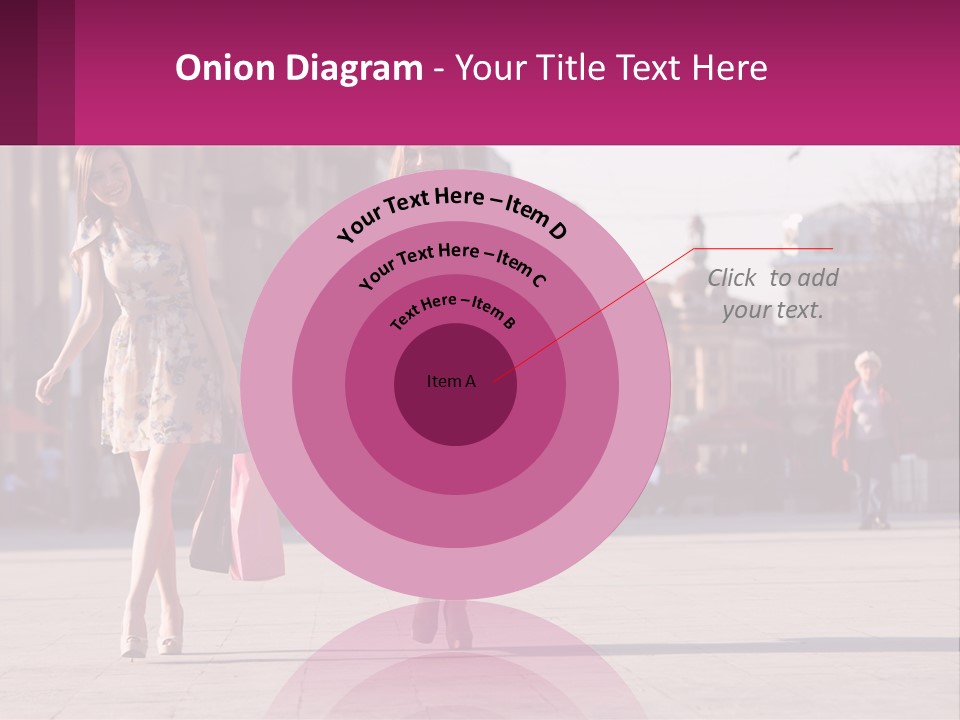 Two Women Walking Down A Street Holding Shopping Bags PowerPoint Template