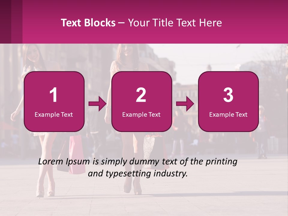 Two Women Walking Down A Street Holding Shopping Bags PowerPoint Template