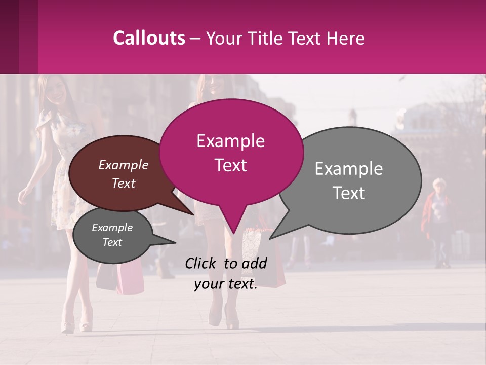 Two Women Walking Down A Street Holding Shopping Bags PowerPoint Template