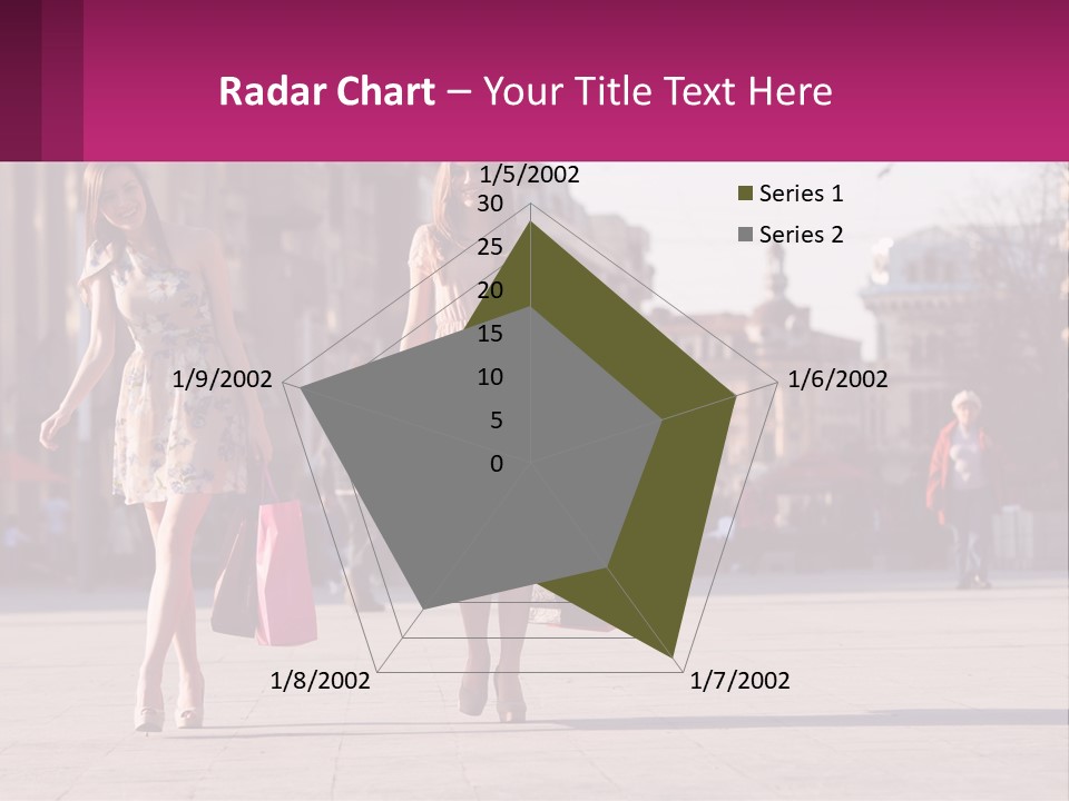 Two Women Walking Down A Street Holding Shopping Bags PowerPoint Template