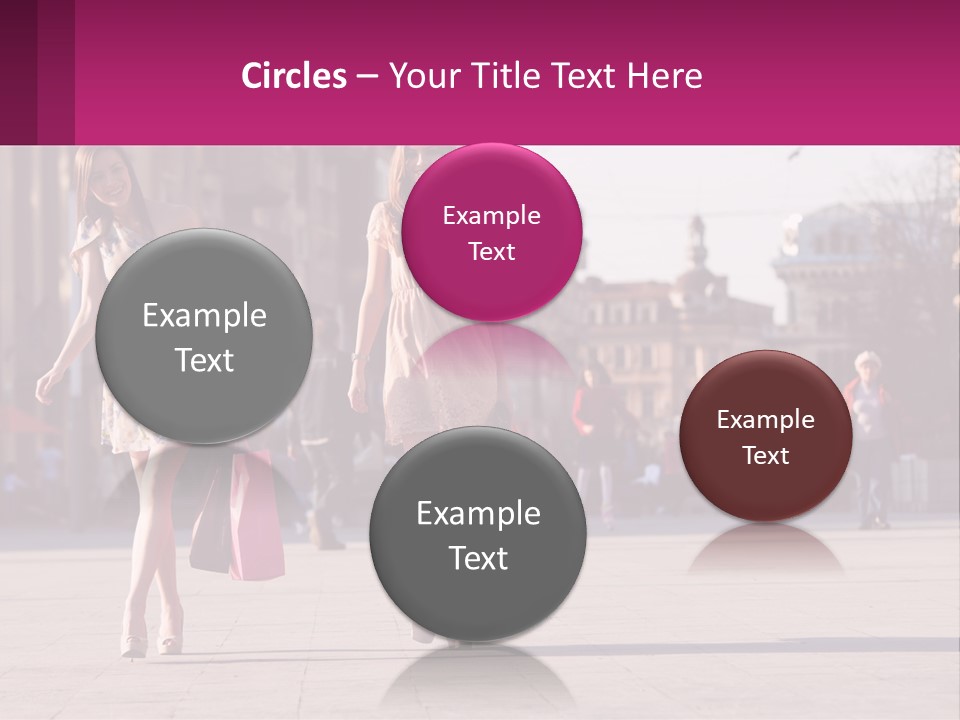 Two Women Walking Down A Street Holding Shopping Bags PowerPoint Template