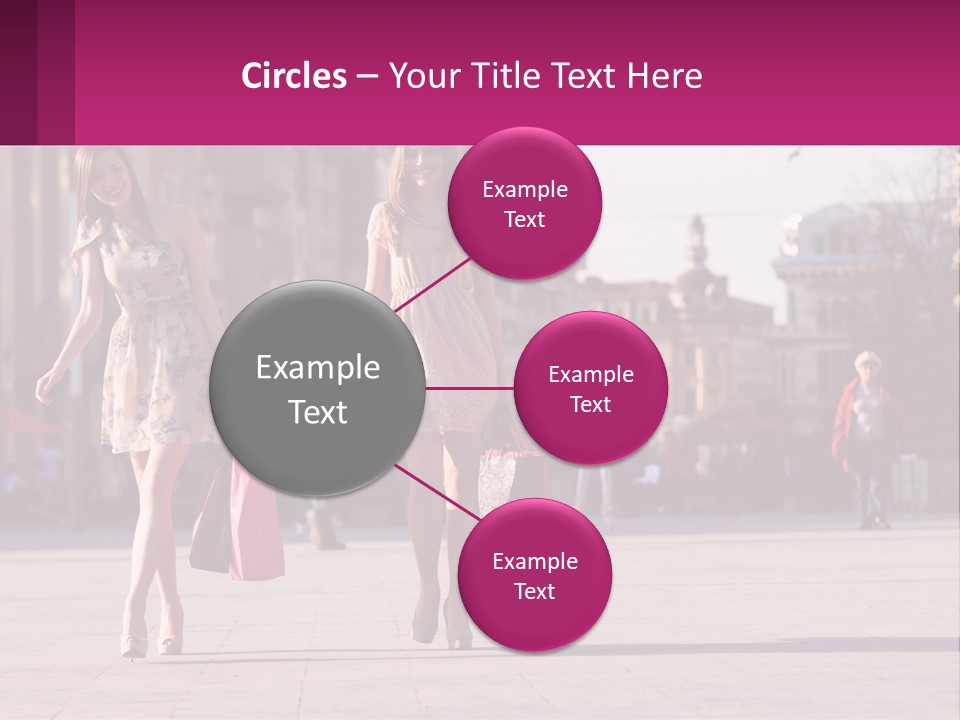 Two Women Walking Down A Street Holding Shopping Bags PowerPoint Template