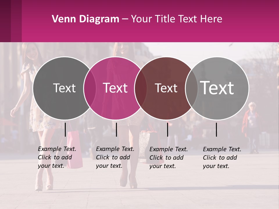 Two Women Walking Down A Street Holding Shopping Bags PowerPoint Template