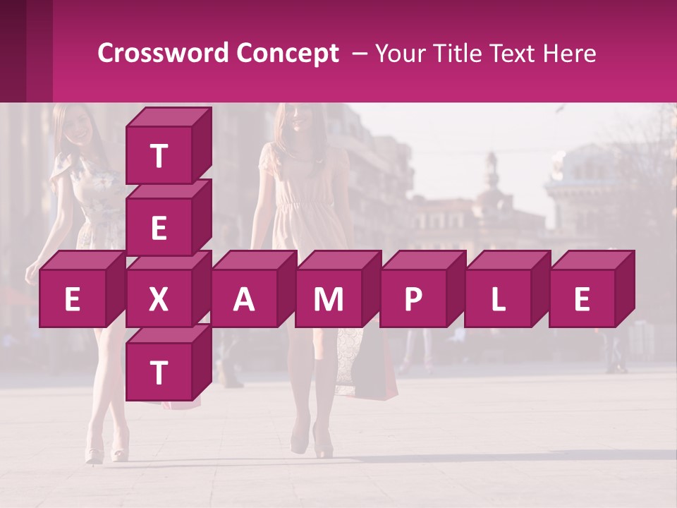 Two Women Walking Down A Street Holding Shopping Bags PowerPoint Template