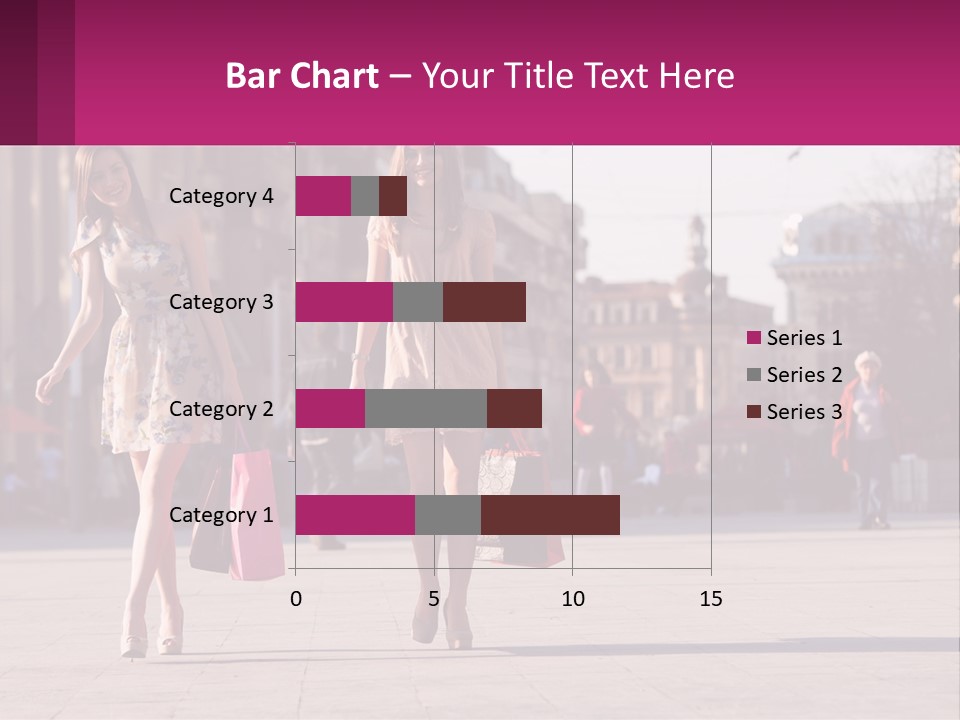 Two Women Walking Down A Street Holding Shopping Bags PowerPoint Template