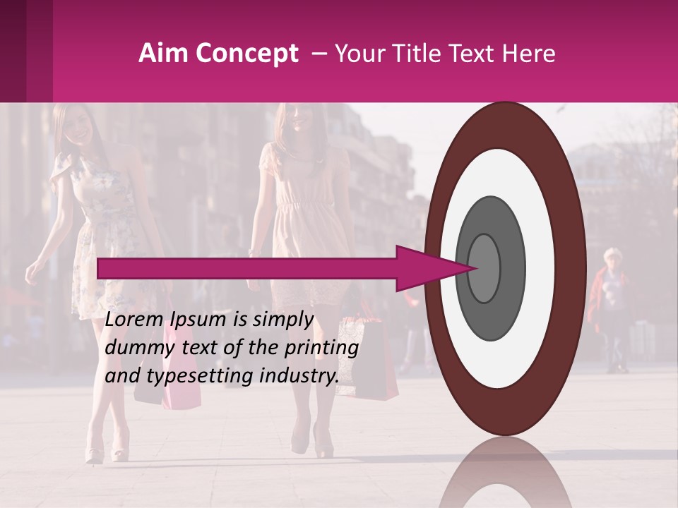 Two Women Walking Down A Street Holding Shopping Bags PowerPoint Template