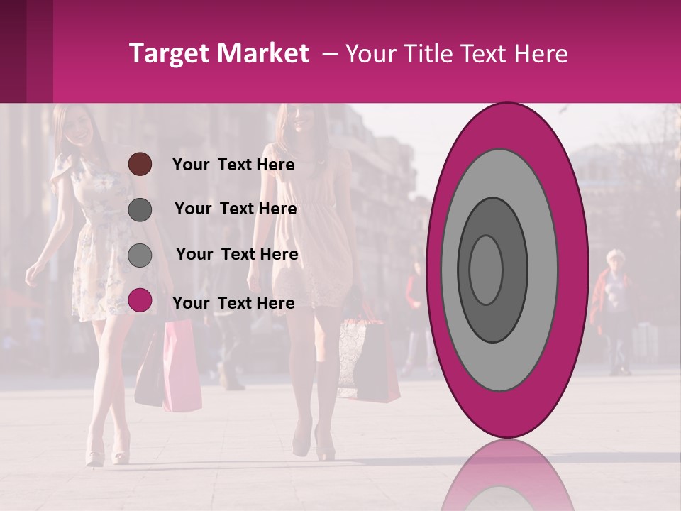 Two Women Walking Down A Street Holding Shopping Bags PowerPoint Template
