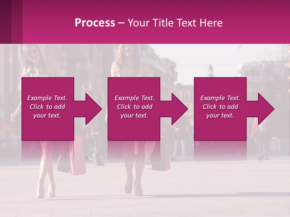 Two Women Walking Down A Street Holding Shopping Bags PowerPoint Template