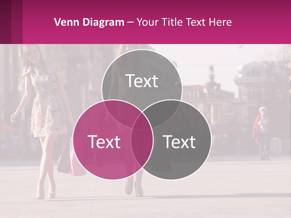 Two Women Walking Down A Street Holding Shopping Bags PowerPoint Template