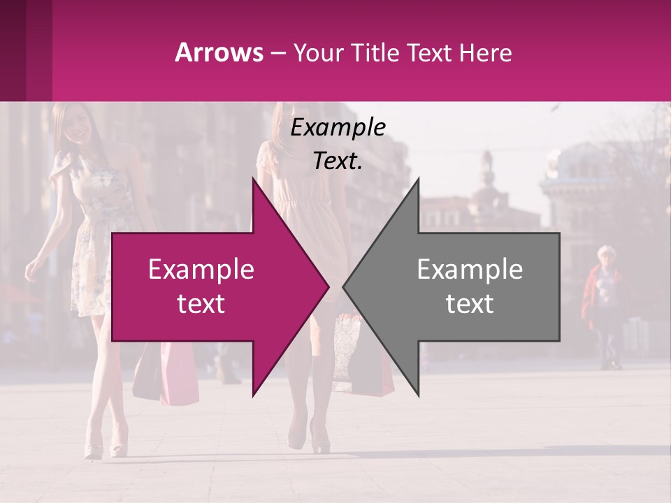 Two Women Walking Down A Street Holding Shopping Bags PowerPoint Template