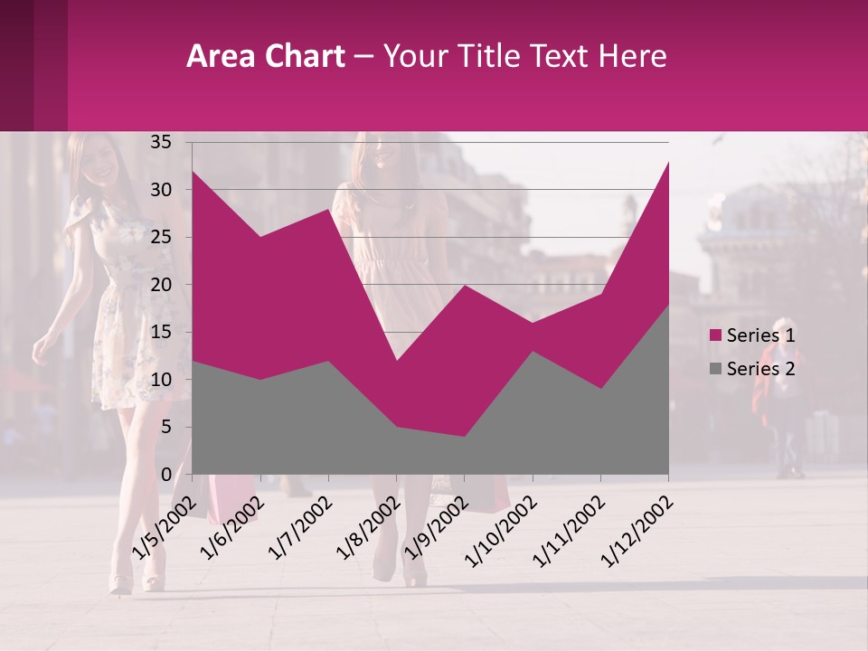 Two Women Walking Down A Street Holding Shopping Bags PowerPoint Template