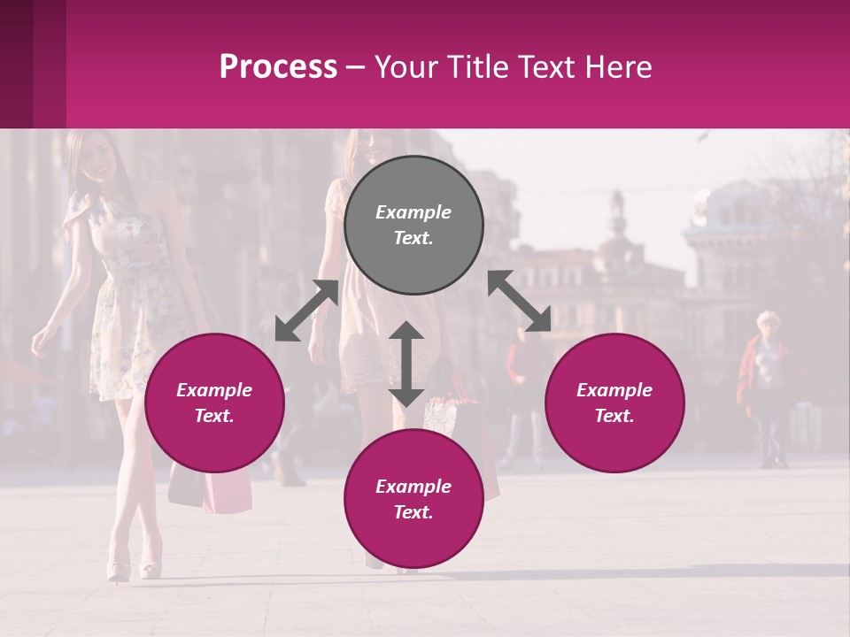 Two Women Walking Down A Street Holding Shopping Bags PowerPoint Template