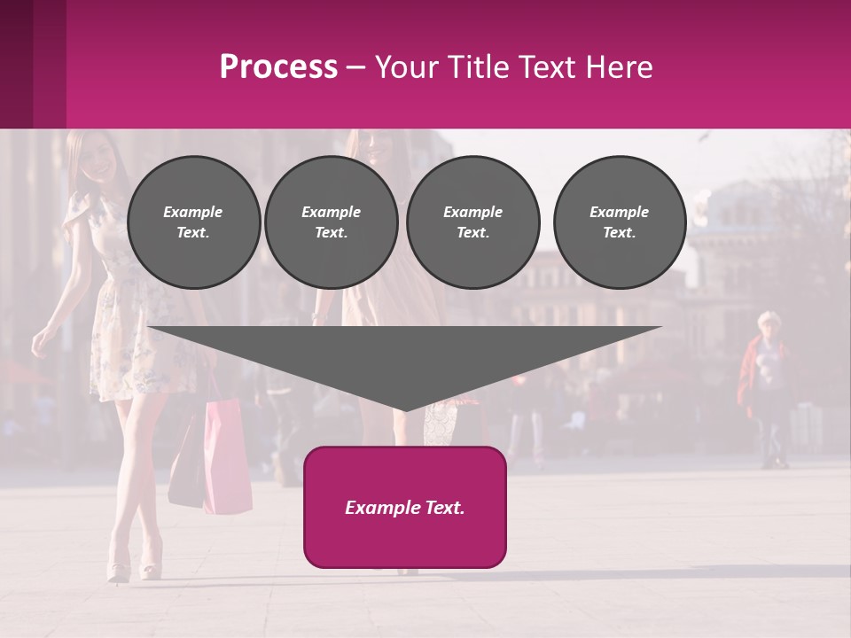 Two Women Walking Down A Street Holding Shopping Bags PowerPoint Template