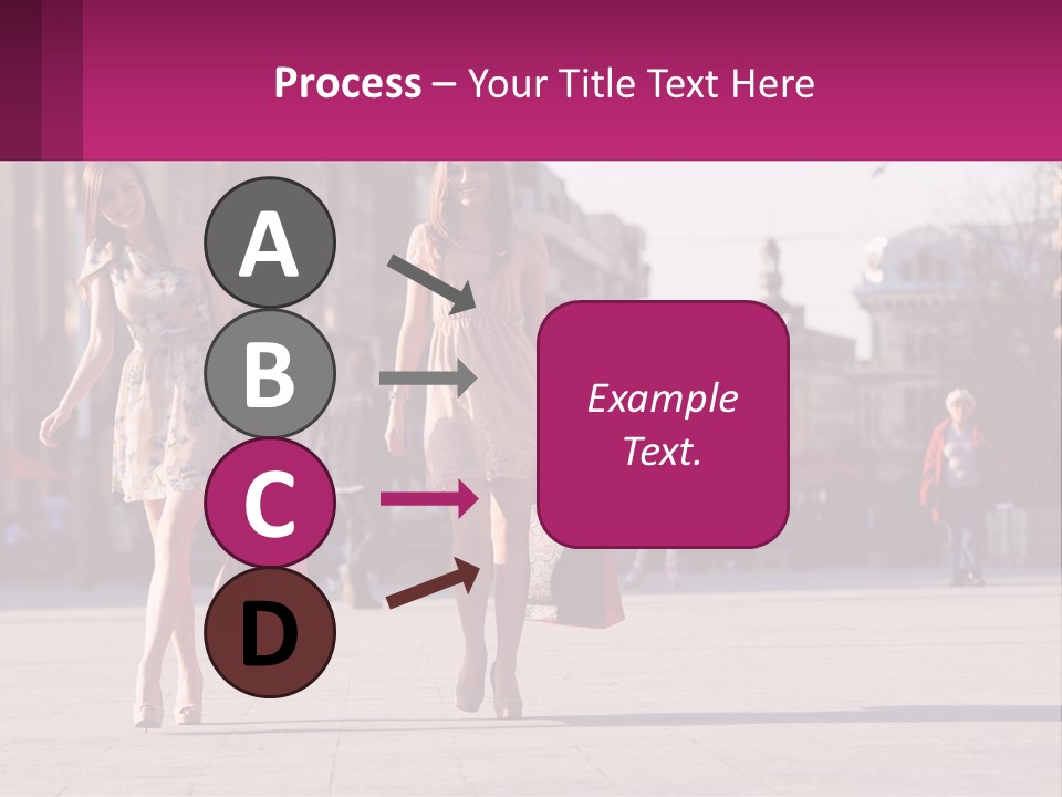 Two Women Walking Down A Street Holding Shopping Bags PowerPoint Template