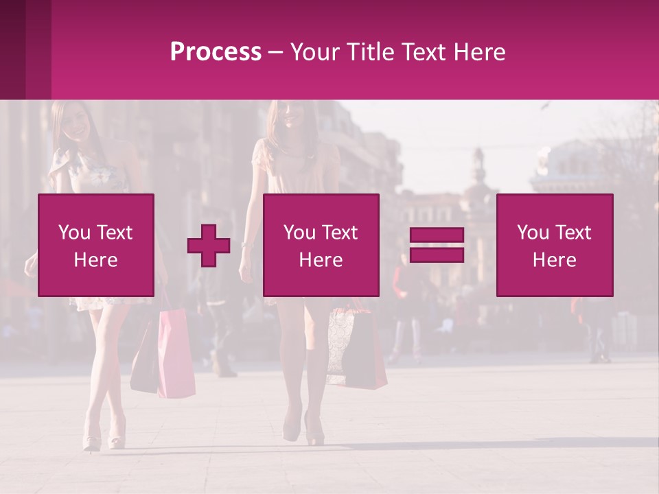 Two Women Walking Down A Street Holding Shopping Bags PowerPoint Template