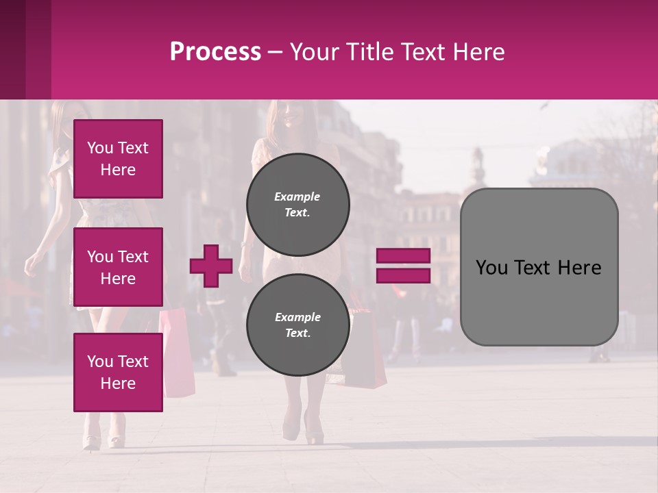 Two Women Walking Down A Street Holding Shopping Bags PowerPoint Template