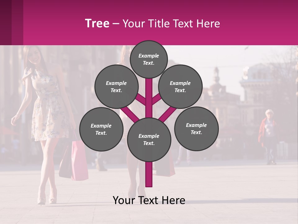 Two Women Walking Down A Street Holding Shopping Bags PowerPoint Template