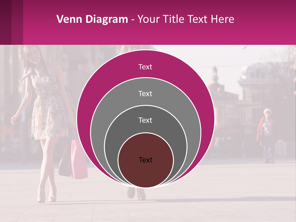 Two Women Walking Down A Street Holding Shopping Bags PowerPoint Template