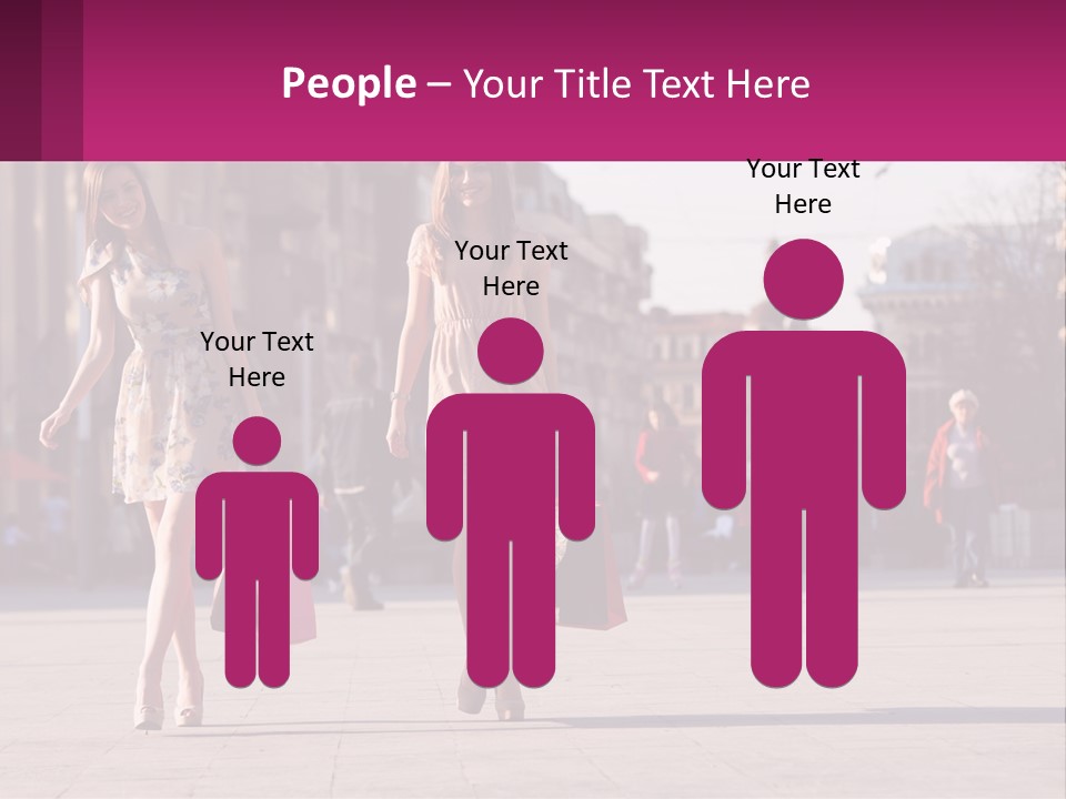 Two Women Walking Down A Street Holding Shopping Bags PowerPoint Template