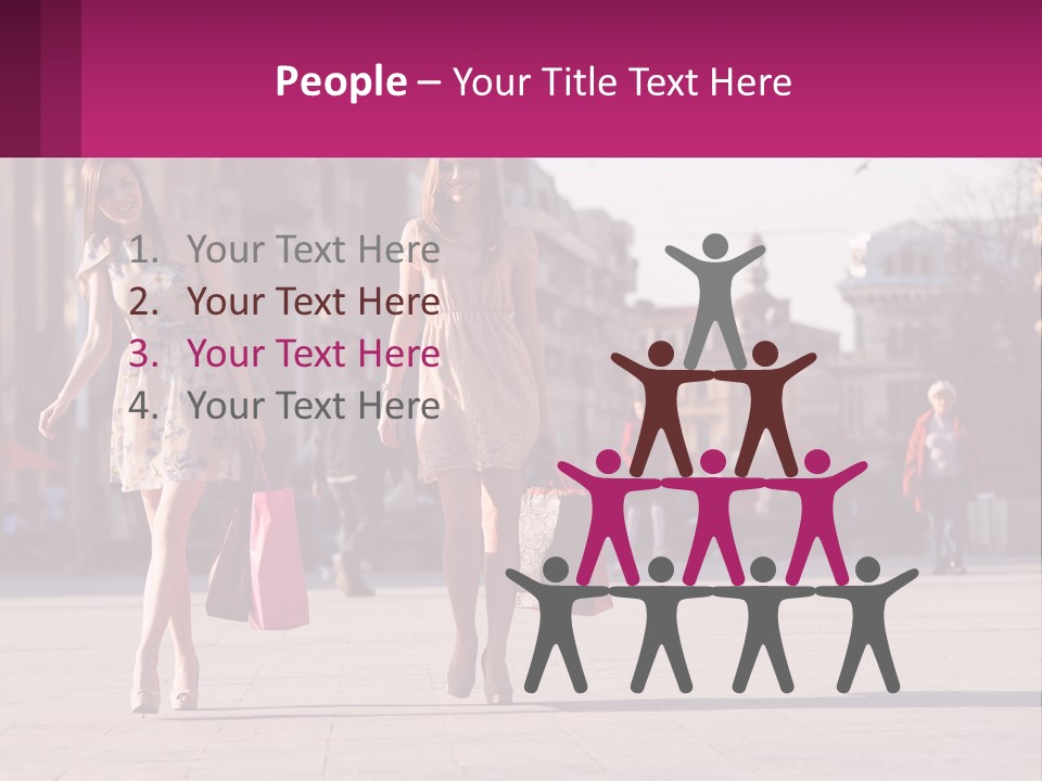 Two Women Walking Down A Street Holding Shopping Bags PowerPoint Template