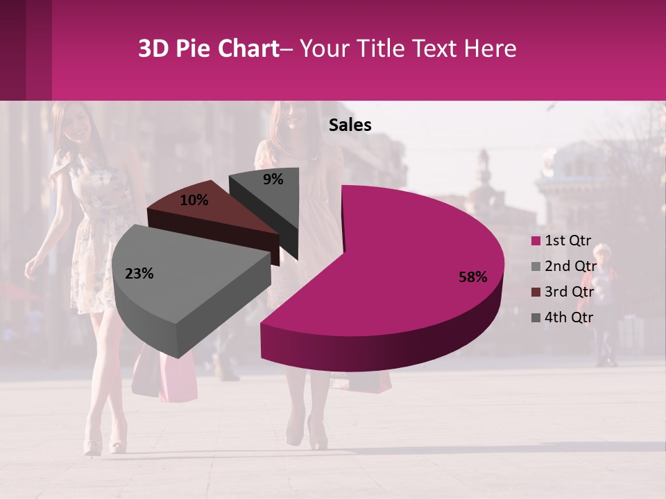 Two Women Walking Down A Street Holding Shopping Bags PowerPoint Template