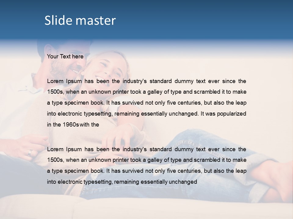 A Man And A Woman Sitting On A Couch PowerPoint Template