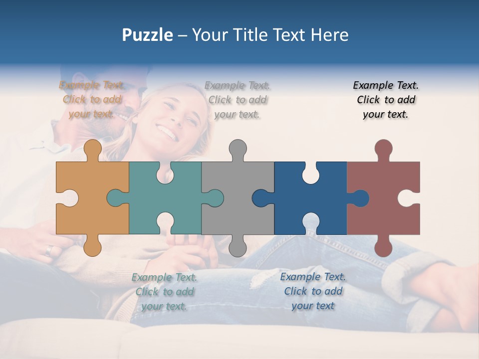 A Man And A Woman Sitting On A Couch PowerPoint Template