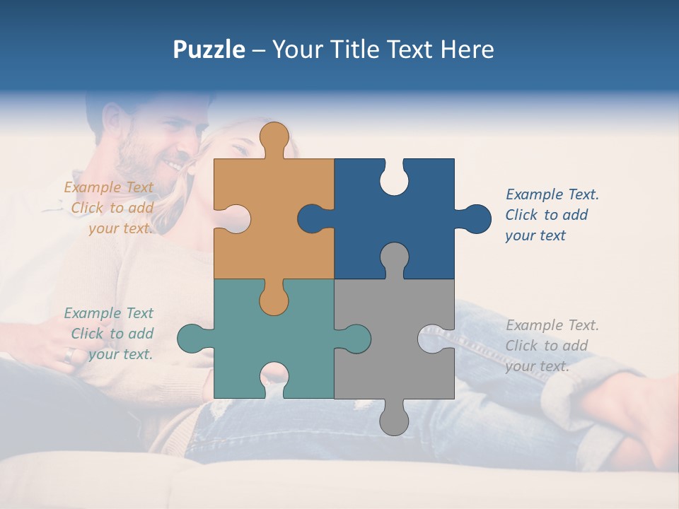 A Man And A Woman Sitting On A Couch PowerPoint Template