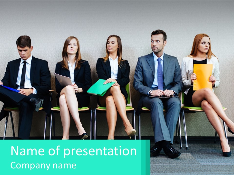 A Group Of Business People Sitting In A Row PowerPoint Template