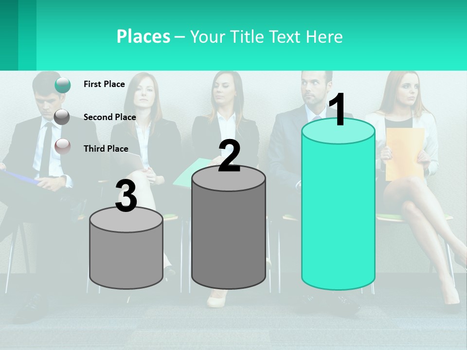 A Group Of Business People Sitting In A Row PowerPoint Template