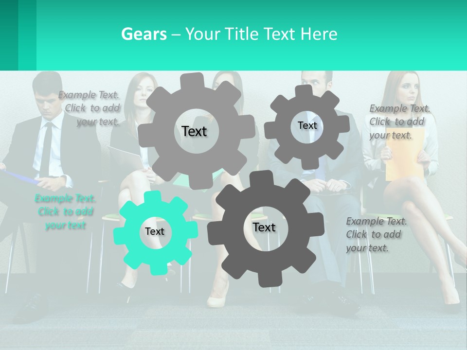 A Group Of Business People Sitting In A Row PowerPoint Template