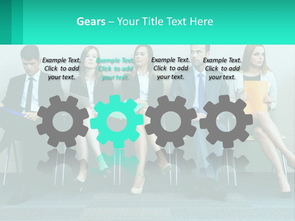 A Group Of Business People Sitting In A Row PowerPoint Template