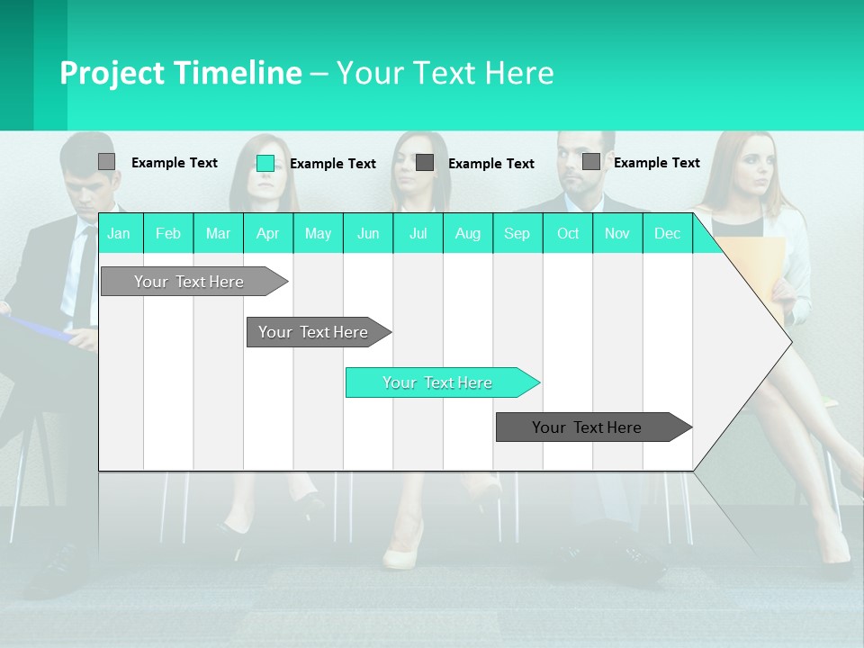 A Group Of Business People Sitting In A Row PowerPoint Template