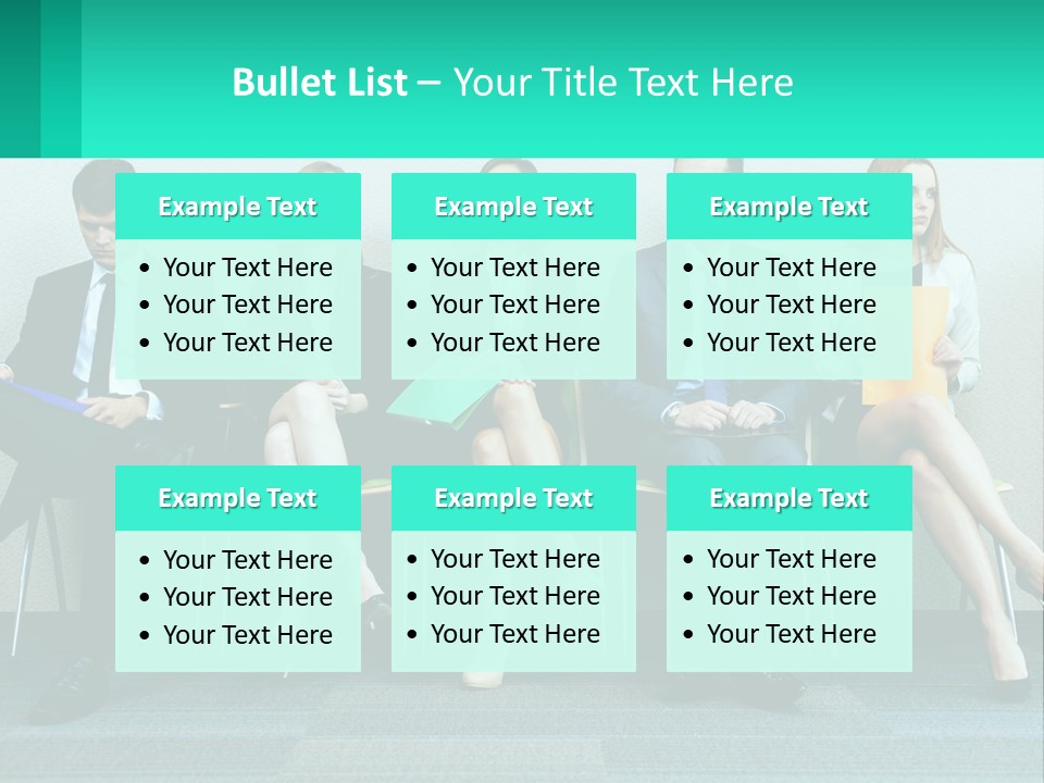 A Group Of Business People Sitting In A Row PowerPoint Template