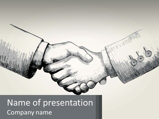 Two Hands Shaking Each Other Over A White Background PowerPoint Template