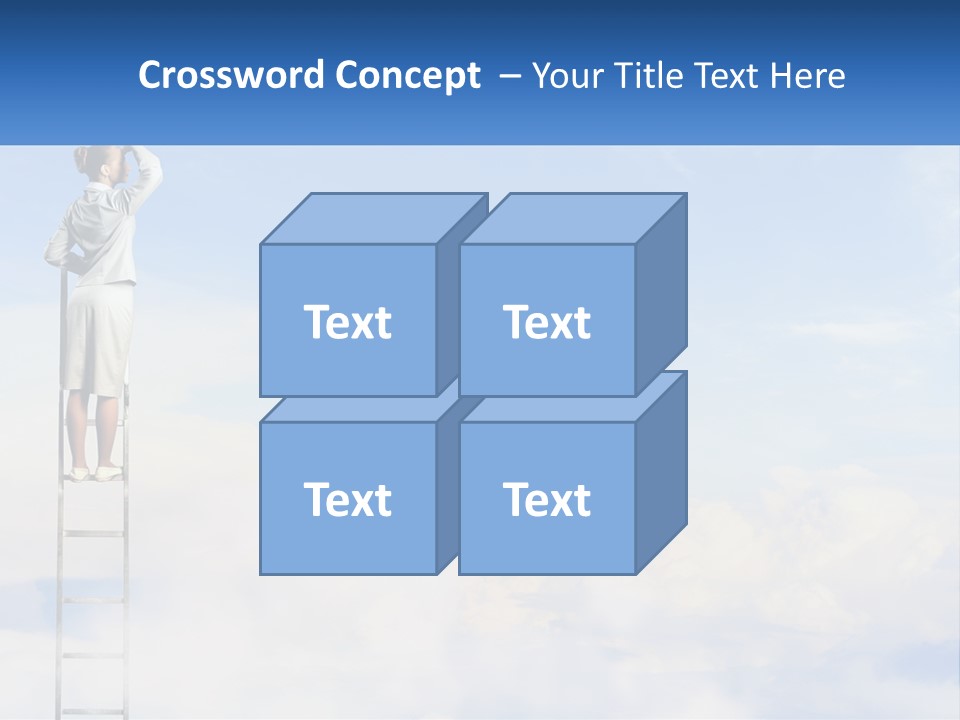 A Woman Standing On A Ladder Looking At The Sky PowerPoint Template