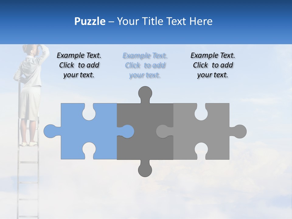 A Woman Standing On A Ladder Looking At The Sky PowerPoint Template