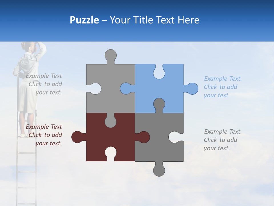 A Woman Standing On A Ladder Looking At The Sky PowerPoint Template