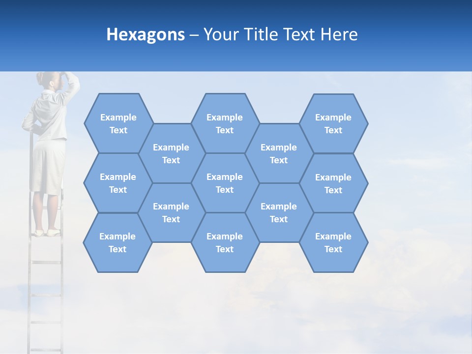 A Woman Standing On A Ladder Looking At The Sky PowerPoint Template