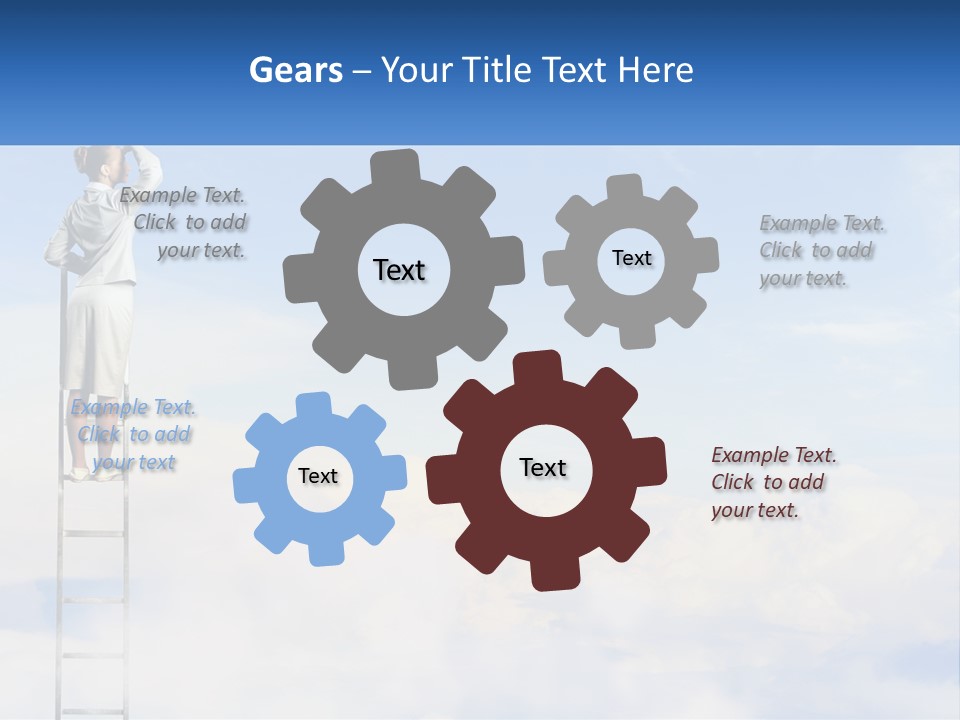 A Woman Standing On A Ladder Looking At The Sky PowerPoint Template