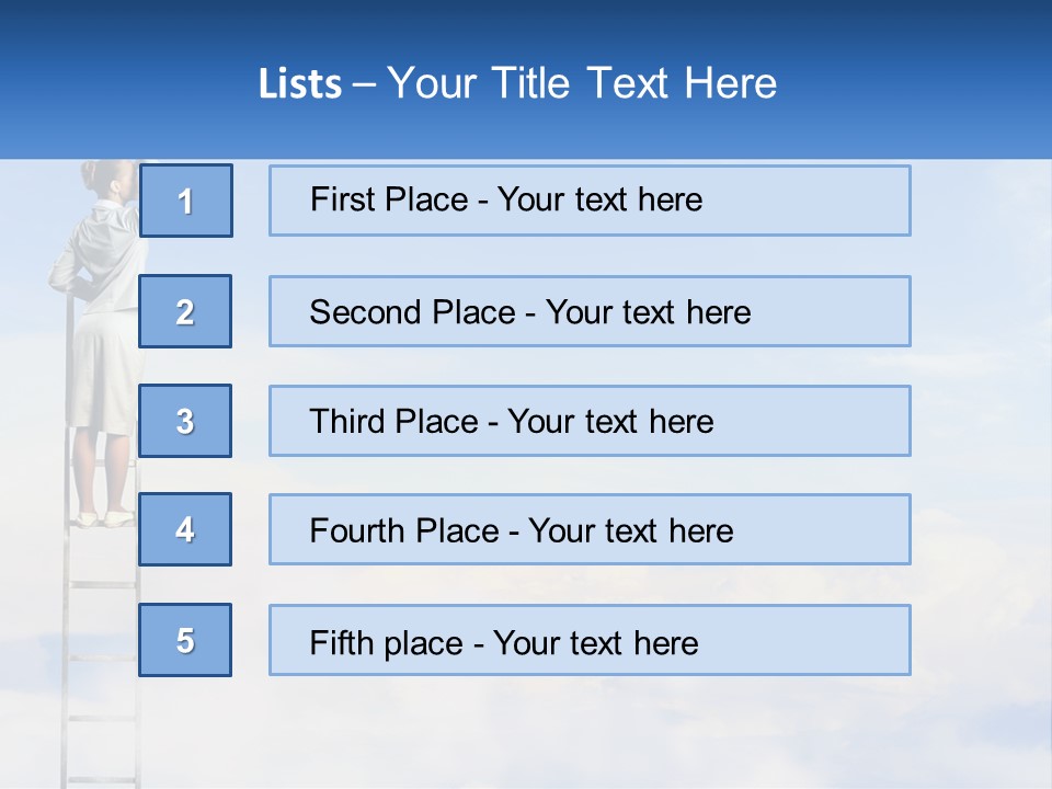 A Woman Standing On A Ladder Looking At The Sky PowerPoint Template