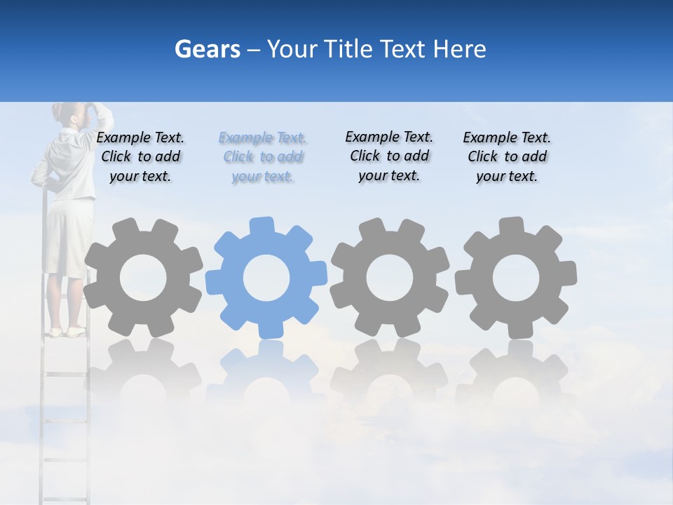 A Woman Standing On A Ladder Looking At The Sky PowerPoint Template