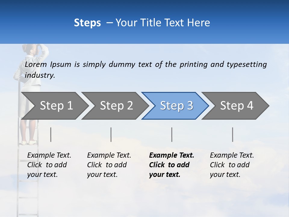 A Woman Standing On A Ladder Looking At The Sky PowerPoint Template