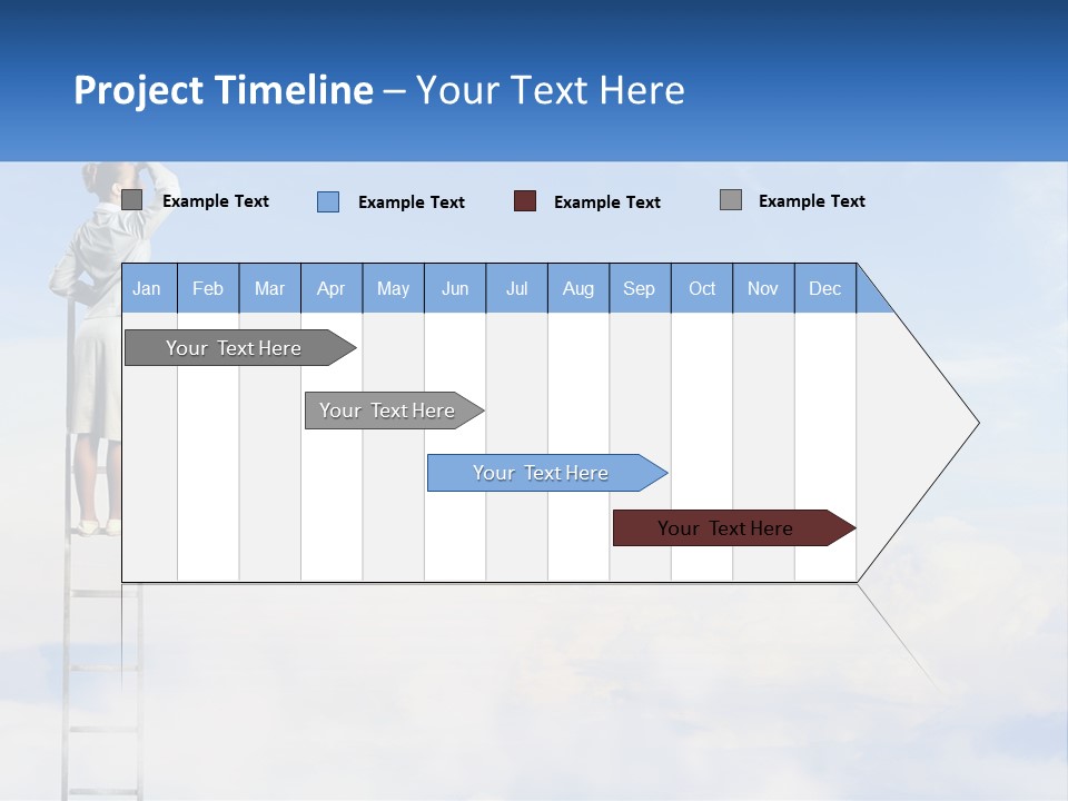 A Woman Standing On A Ladder Looking At The Sky PowerPoint Template