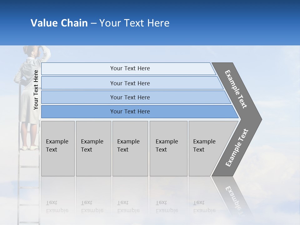 A Woman Standing On A Ladder Looking At The Sky PowerPoint Template