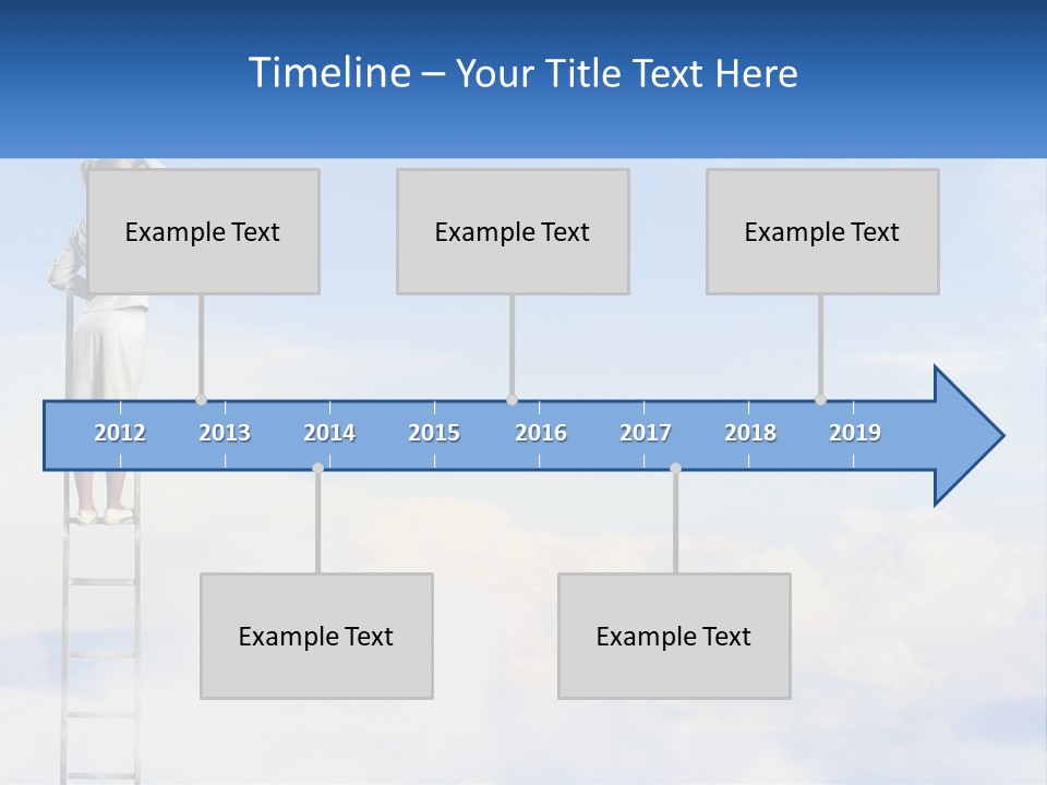 A Woman Standing On A Ladder Looking At The Sky PowerPoint Template